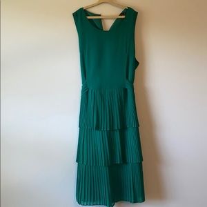 Emerald Pleated Tier Dress